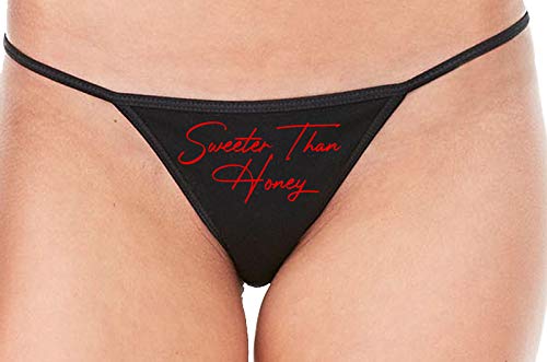 Knaughty Knickers Sweeter Than Honey Cute Oral Flirty Black String Thong Panty