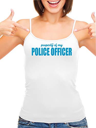 Knaughty Knickers Property of My Police Officer LEO Wife White Camisole Tank Top