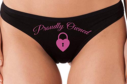 Knaughty Knickers BDSM Proudly Owned Black Thong for Your Submissive Sub Slut