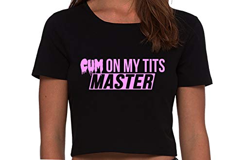 Knaughty Knickers Cum On My Tits Master Submissive Slut Black Cropped Tank Top
