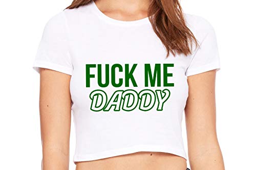 Knaughty Knickers Fuck Me Hard Daddy Pound Me Master White Crop Tank Top