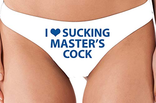 Knaughty Knickers I Love Sucking Masters Cock Blowjob Slut White Thong Underwear