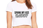 Knaughty Knickers Spank My Ass Daddy Obedient Submissive White Crop Tank Top