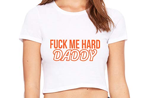 Knaughty Knickers Fuck Me Hard Daddy Pound Me Master White Crop Tank Top