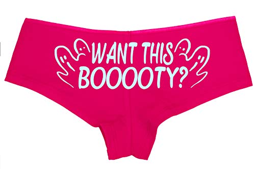 Knaughty Knickers Want This Booty Boo Funny Flirty Halloween Sexy Hot Pink Boyshort