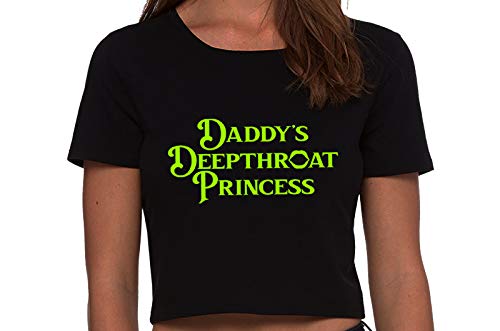 Knaughty Knickers Daddys Deepthroat Princess DDLG Black Crop Cropped Tank Top