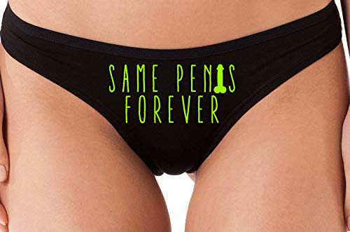 Knaughty Knickers - Same Penis Forever - Black Cotton Thong - Funny Gag Gift Underwear - Panty Game Bachelorette Lingerie Shower