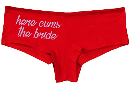 Knaughty Knickers - Here Comes the Bride - Red Boyshort - Fun and Flirty Underwear - Panty Game Bachelorette Lingerie Shower