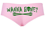 Knaughty Knickers Wanna Bone Want To Bone Halloween Fun Flirty Lt Pink Boyshort