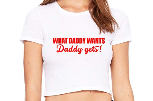 Knaughty Knickers What Daddy Wants Daddy Gets Everything White Crop Tank Top