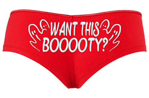 Knaughty Knickers Want This Booty Boo Funny Flirty Halloween Sexy Red Boyshort