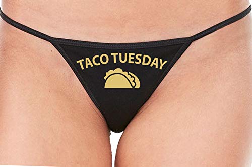 Knaughty Knickers Eat My Taco Tuesday Lick Me Oral Sex Black String Thong Panty