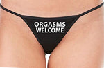 Knaughty Knickers Orgasms Welcome Please Me Pleasure Me Black String Thong Panty
