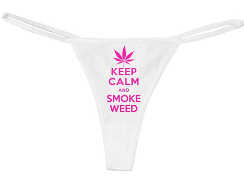 Knaughty Knickers Women's Keep Calm and Smoke Weed Pot 420 Thong