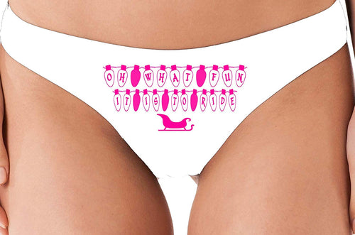 Knaughty Knickers Oh What Fun It is to Ride Me Sexy White Thong Panties hotwife