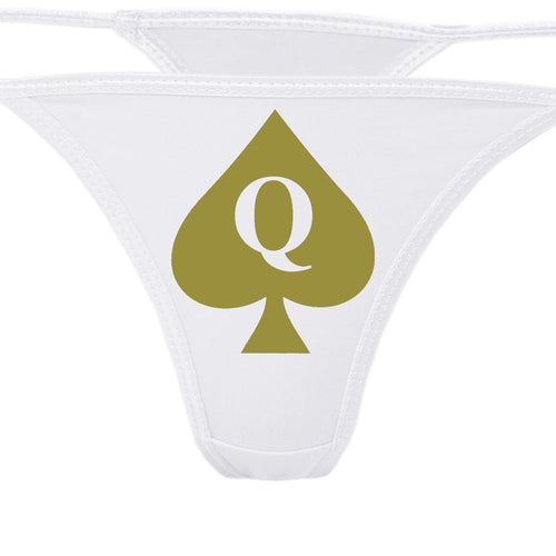 Knaughty Knickers - Queen of Spades White Thong Underwear - QofS Panties for BBC Lovers - Q of S Hot Wife
