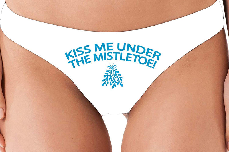 Knaughty Knickers Kiss Me Under The Mistletoe Christmas Sexy White Thong Panties