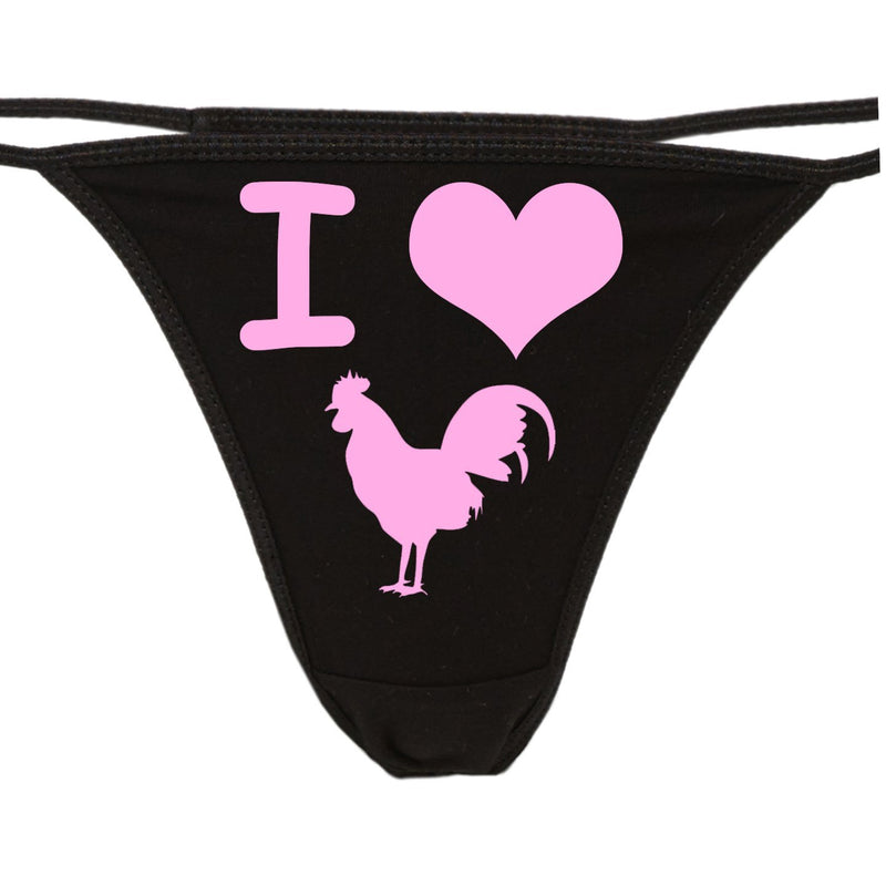 Knaughty Knickers - I Love Cock Thong Panties - I Heart Cock Underwear - for Hot Wife - Rooster pic - The Panty Game Gift