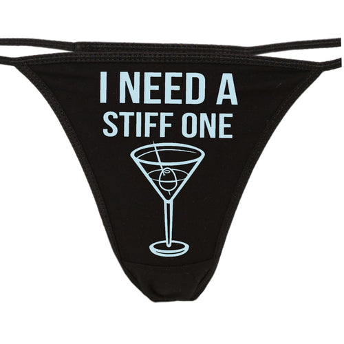 Knaughty Knickers - I Need A Stiff One Black Thong - Fun Flirty Underwear - Panty Game Bachelorette Bridal Lingerie Shower …