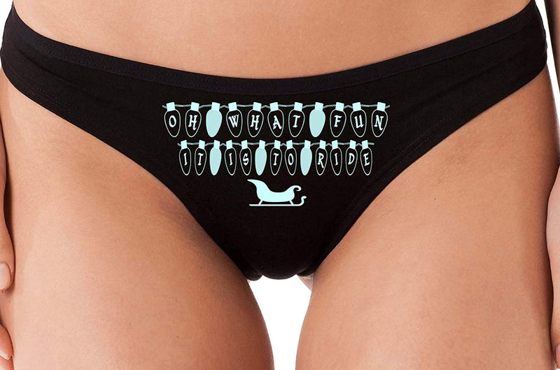 Knaughty Knickers Oh What Fun It is to Ride Me Sexy Black Thong Panties hotwife