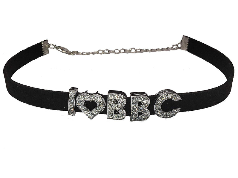 Knaughty Knickers I Love BBC Rhinestone Choker Necklace for hotwife Queen of Spades Shared Slut