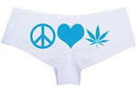 Peace Love Weed - White Boyshort