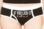 If You LICK IT It will CUM boyfriends brief style panties underwear funny sexy rude oral crude risque funny gift bachelorette the panty game