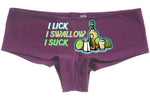 I LICK salt I SWALLOW tequila I SUCK lime panties boy short boyshort lots color choices sexy funny flirty bachelorette panty game hen party