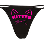 KITTEN FACE WITH WHISKERS ON BLACK THONG
