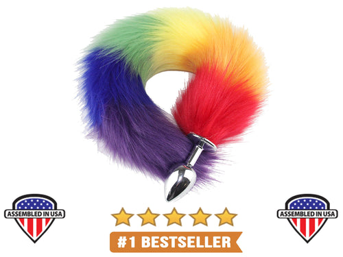 16 Inch Multi Color Rainbow Tail Anal PLUG Cat Fox Petplay pet play sexy ass cglg shared Slut Princess Cosplay Dress Up Costume s m l 3 pack