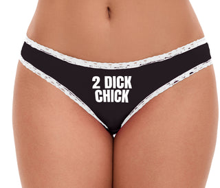 2 Dick Chick - Black Bikini White Lace