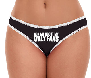 Ask Me About My Only Fans - Black Bikini White Lace