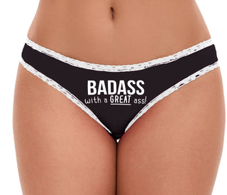 BadAss With a Great Ass - Black Bikini White Lace