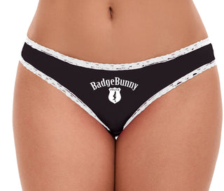 Badge Bunny for LEO Wife or Girlfriend - Black Bikini White Lace