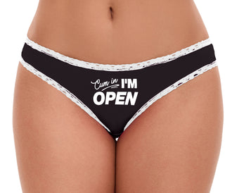 Cum In I'm Open - Black Bikini White Lace