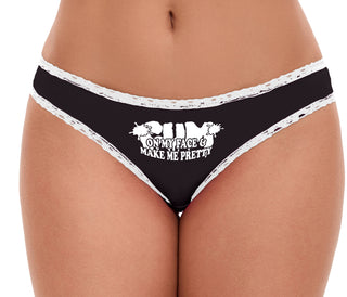 Cum On My Face And Make Me Pretty - Black Bikini White Lace