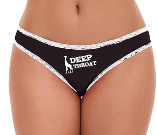 Deep Throat Cute Giraffe - Black Bikini White Lace