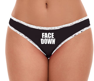Face Down - Black Bikini White Lace