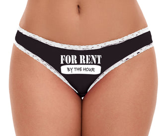 For Rent By The Hour - Black Bikini White Lace