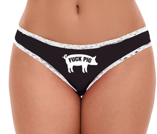 Fuck Pig - Black Bikini White Lace