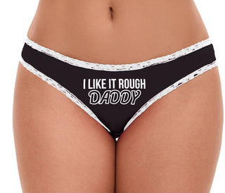 I Like It Rough Daddy - Black Bikini White Lace
