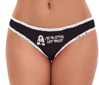I See You Getting Lucky Tonight - Black Bikini White Lace