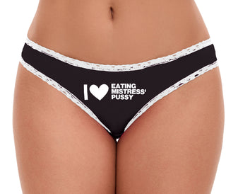 I Love Eating Mistress's Pussy - Black Bikini White Lace