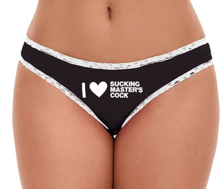 I Love Sucking Master's Cock - Black Bikini White Lace