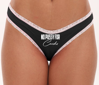No Pussy For Cucks - Black Bikini White Lace