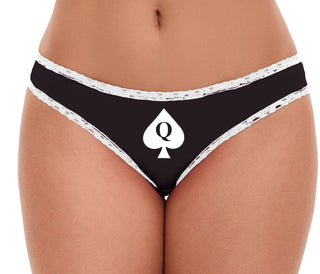 Queen Of Spades Symbol Logo - Black Bikini White Lace