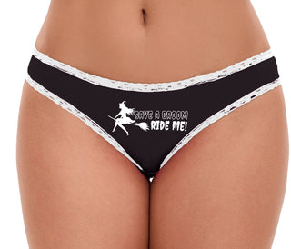 Save A Broom - Ride Me - Cute Witch - Black Bikini White Lace