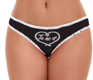 Tie Me Up - Cute Rope Design - Black Bikini White Lace