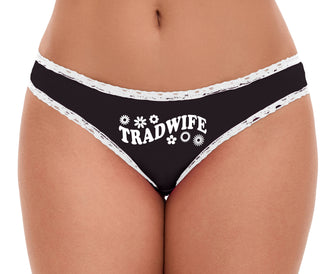 Tradwife - Flower Print - Black Bikini White Lace