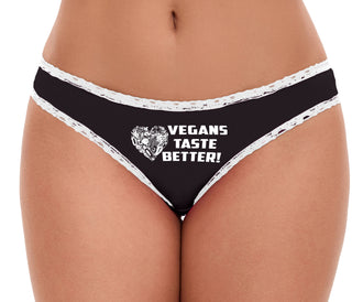 Vegans Taste Better - Black Bikini White Lace